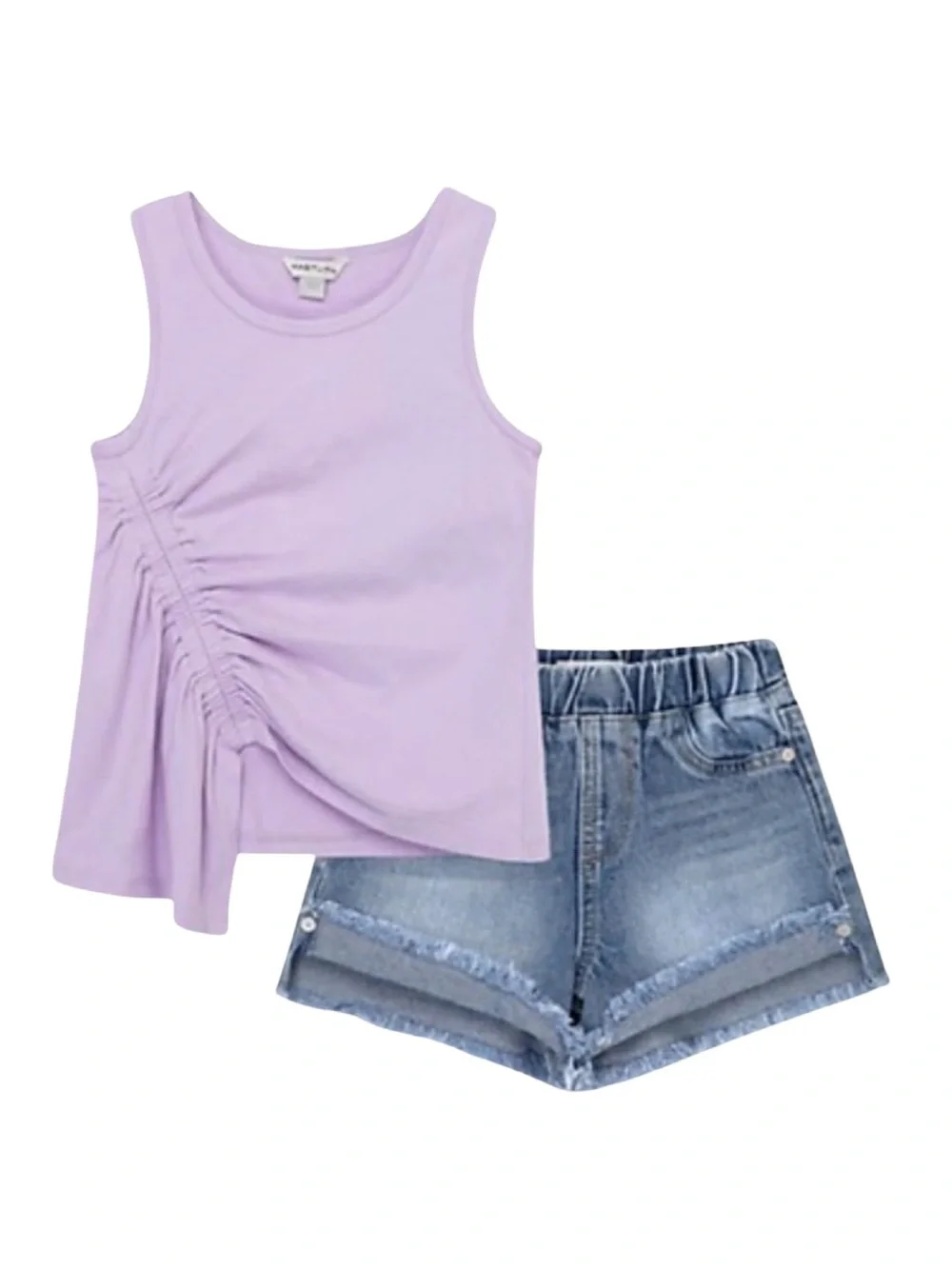 HABITUAL TODDLER GIRL RUCHED TOP & DENIM SHORTS